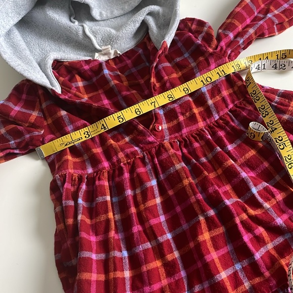 Tucker+Tate Red-Pink-Orange Plaid Flannel Long Sleeve Hooded Dress- 5T - Picture 6 of 11